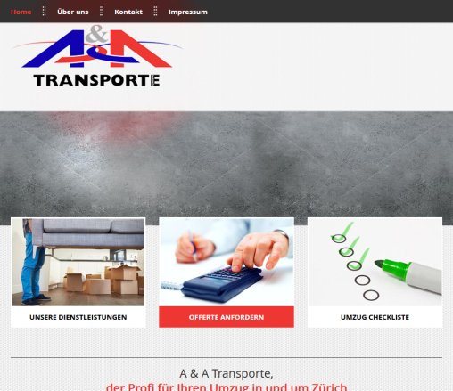 Umzüge in Zürich von A & A Transporte: Umzugsfirma für die Schweiz A & A Transporte GmbH Öffnungszeit