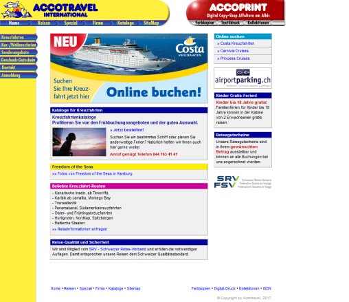 Accotravel   Reisebüro und Ferienspezialist: Kreuzfahrten  Wellness  Aktivferien  Schiffsreisen :: Accoprint   Copy Shop Affoltern am Albis Accotravel AG Öffnungszeit