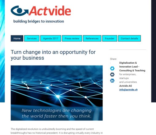 Start page   Actvide AG   building bridges to innovation Actvide AG Öffnungszeit