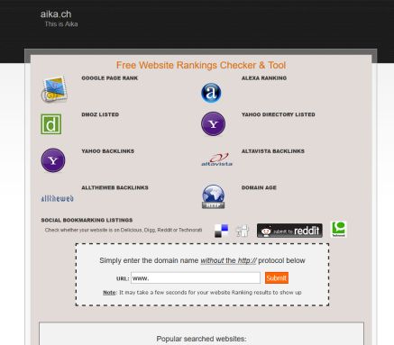 Website Rankings Checker and Tool. Page Rank  Alexa  Backlinks  Bookmarking sites  Öffnungszeit