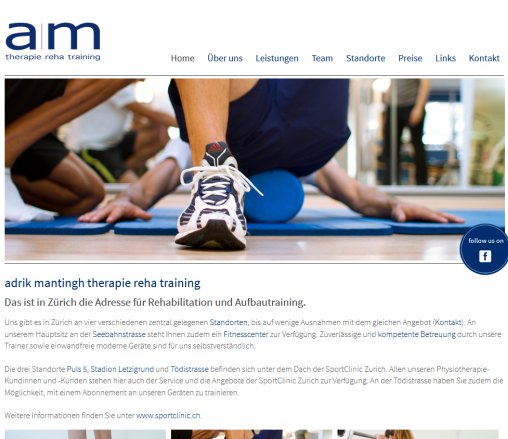Physiotherapie Zürich   Therapie  Reha  Training   Adrik Mantingh  Öffnungszeit