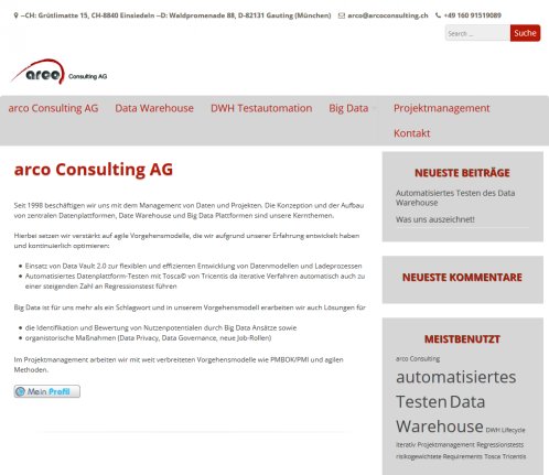 Arco Consulting AG Einsiedeln: Projektmanagement  Interim Management und Risikomanagement  Öffnungszeit