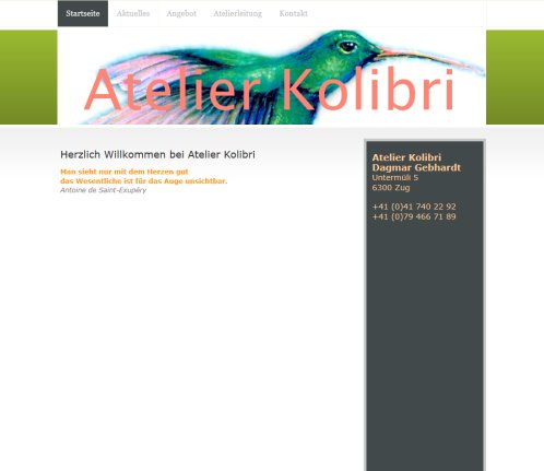 atelier kolibri.ch   atelier kolibri.ch  Öffnungszeit