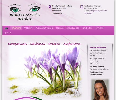 Willkommen bei Beauty Cosmetic Melanie  4710 Balsthal  Öffnungszeit