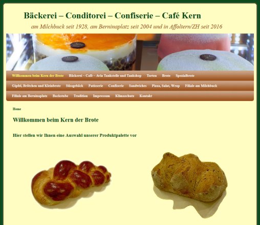 Bäckerei   Conditorei   Confiserie   Café Kern  am Milchbuck seit 1928  Öffnungszeit