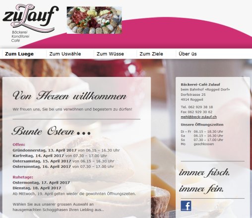 Startseite Bäckerei Café Zulauf AG Öffnungszeit