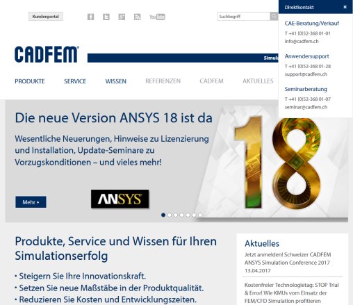 ANSYS Simulationssoftware: Beratung  Verkauf  Schulung – CADFEM CADFEM (Suisse) AG Öffnungszeit