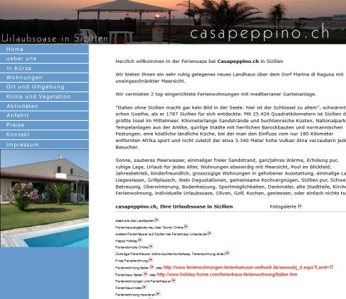 Ferienwohnung  Sizilien  Sonne  Strand  Erholung  Ferien  Urlaub  kinderfreundlich  Urlaubsoase  Golf  Casa Peppino  Öffnungszeit