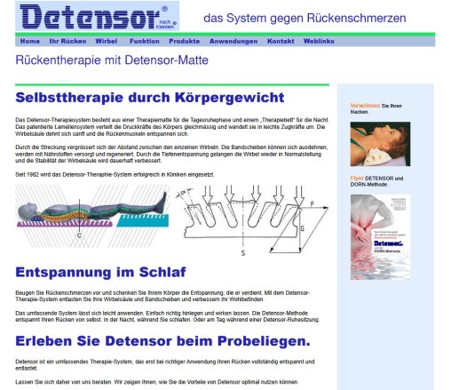 Rückentherapie mit Detensor Matte  Öffnungszeit