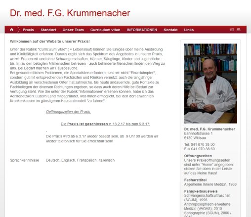 Home   Dr. med. F.G. Krummenacher  Willisau  Öffnungszeit