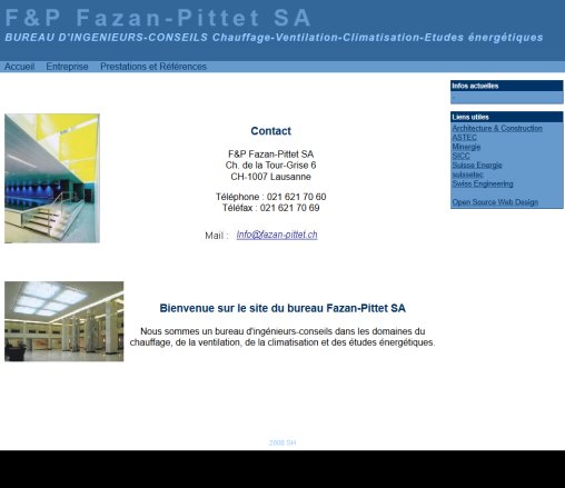 F&P Fazan Pittet SA   Ingénieurs conseils en chauffage  ventilation  climatisation  dalle active  Öffnungszeit
