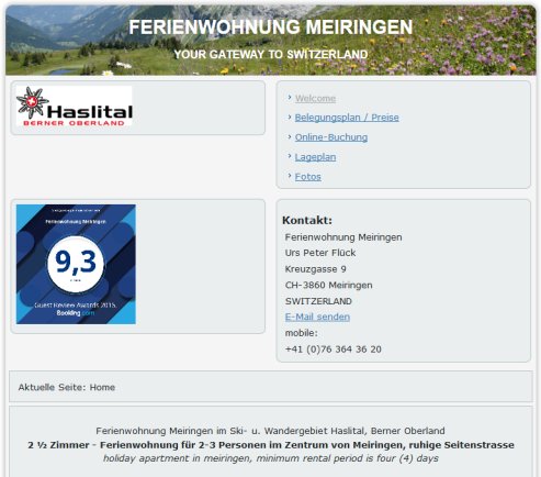 Willkommen Ferienwohnung Meiringen   Berner Oberland.   Schweiz  Öffnungszeit