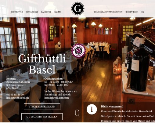 Restaurant Gifthüttli  Öffnungszeit