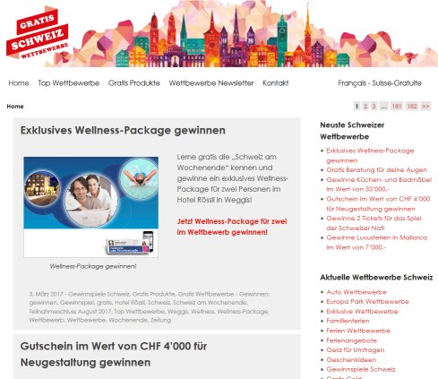 Gratis Wettbewerbe Schweiz - Wettbewerbe gratis gewinnen! Erfahrung Gratis Wettbewerbe Schweiz - Wettbewerbe gratis gewinnen! Öffnungszeit