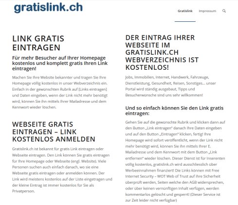 Link gratis eintragen   Webseite gratis und ohne backlinkpflicht auf unserer Linkliste eintragen.  Öffnungszeit