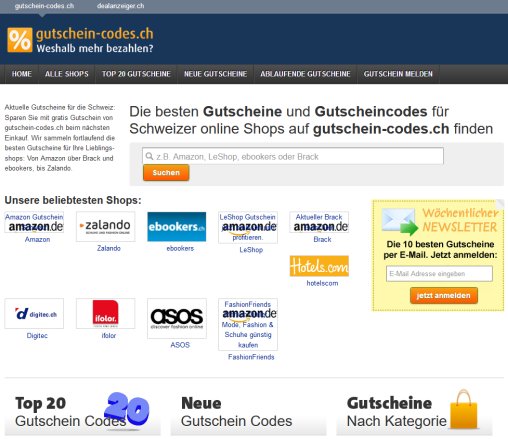 Gutschein Codes   Gutscheine &  codes für die Schweiz Web Ventures GmbH Öffnungszeit