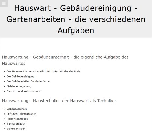 Hauswart   Gebäudereinigung   Gartenarbeiten   die verschiedenen Aufgaben  Öffnungszeit