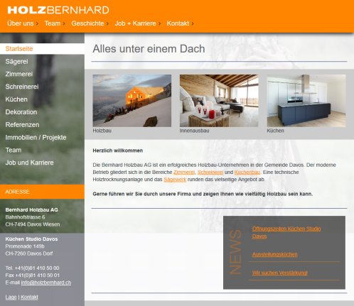 Holzbau in Graubünden   von Davos  Klosters bis Tiefencastel Bernhard Holzbau AG Öffnungszeit