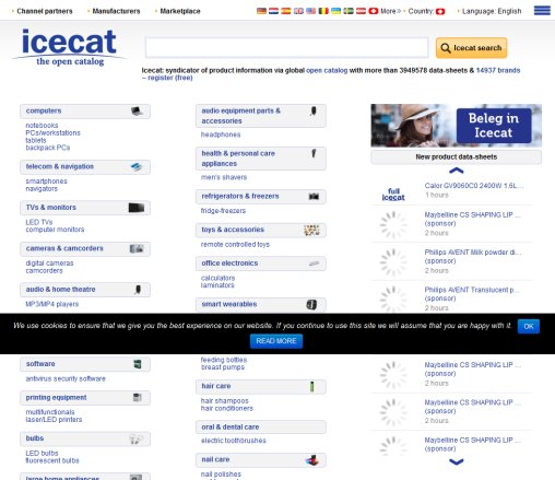 Icecat open feed with product information product data sheets for ecommerce   Öffnungszeit