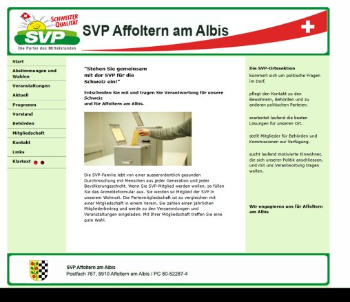 SVP Affoltern am Albis (Schweizerische Volkspartei)  Öffnungszeit