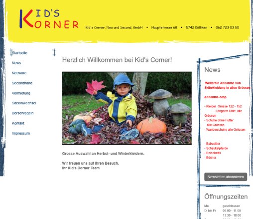 Kid's Corner Kölliken   Kid's Corner Kölliken  Öffnungszeit