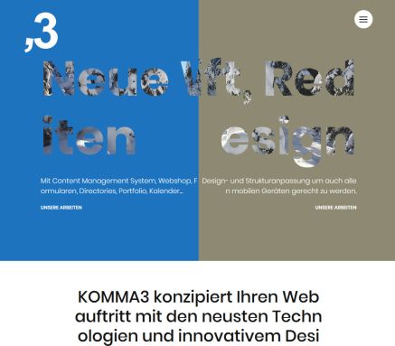 Multimedia Produktionen   KOMMA3   Webkonzepte  Öffnungszeit