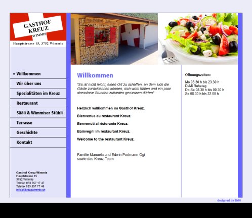 Gasthof Kreuz Wimmis >Willkommen  Öffnungszeit