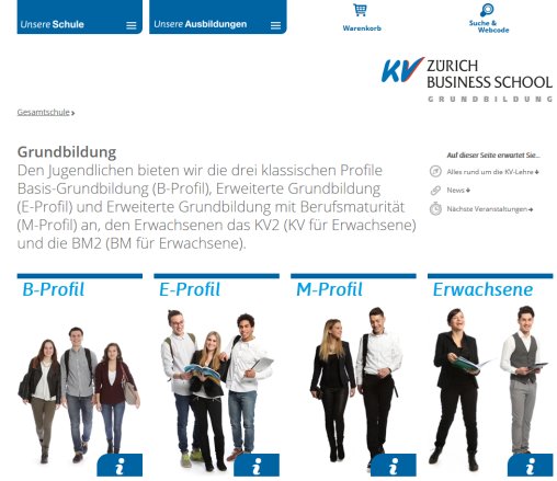 Willkommen bei der KV Zürich Business School Dimando AG Öffnungszeit