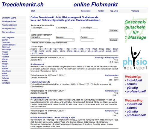 Trödelmarkt.ch   Neuwaren und Gebrauchtprodukte gratis online inserieren virtNet GmbH Öffnungszeit