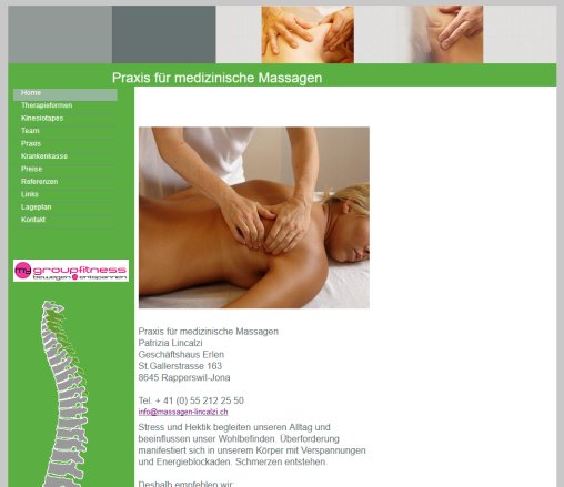 Massagen Lincalzi   Medizinische Massagen in Rapperswil Jona   Startseite  Öffnungszeit