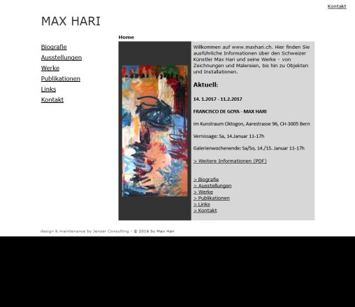 Max Hari   Schweizer Maler    Ausstellungen  Zeichnungen  Malereien  Objekte und Installationen   Kunst und Kultur  Öffnungszeit