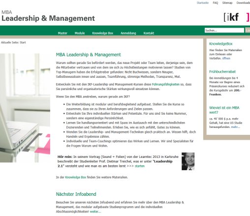 MBA   Personal Leadership & Management   Startseite  Öffnungszeit