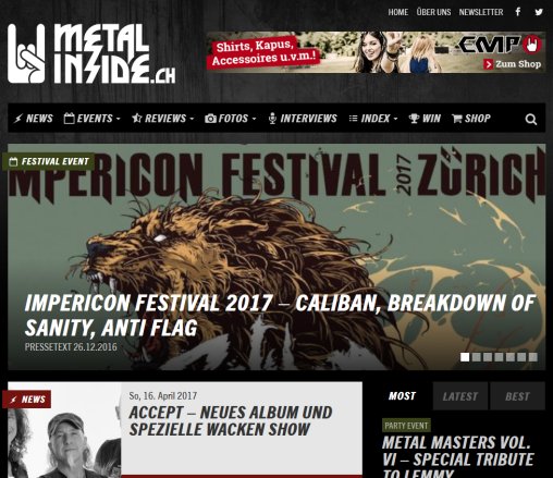 Metalinside: Willkommen auf Metalinside   das Schweizer Web Fanzine Metalinside GmbH Öffnungszeit