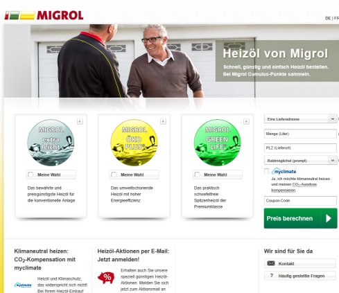 Heizöl online bestellen: Heizölpreise von Migrol ganze Schweiz  Öffnungszeit