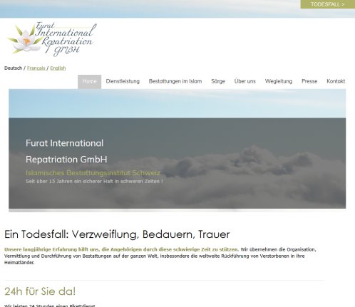 www.muslimischebestattung.ch   Ein Todesfall: Verzweiflung  Bedauern  Trauer Furat International Repatriation GmbH Öffnungszeit