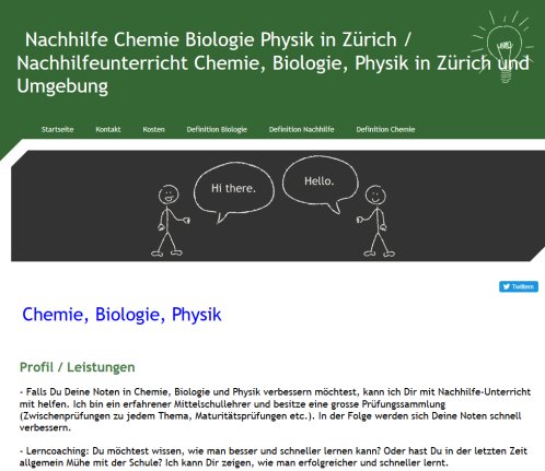 Nachhilfe Chemie Biologie Physik  Öffnungszeit