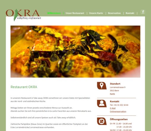 OKRA   Indisches Restaurant und Take Away Bern  Öffnungszeit