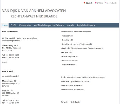 Van Dijk & Van Arnhem   Niederländische Advocaten  Öffnungszeit