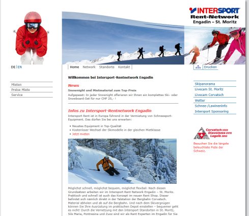 Intersport Rent Network: Willkommen bei Intersport Rentnetwork Engadin  Öffnungszeit