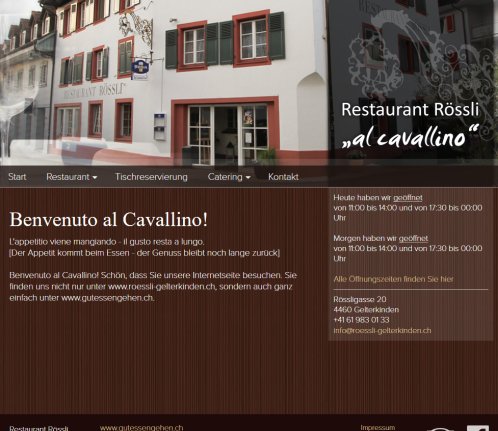 Herzlich Willkommen | Restaurant Rössli Al Cavallino | Gelterkinden   Öffnungszeit