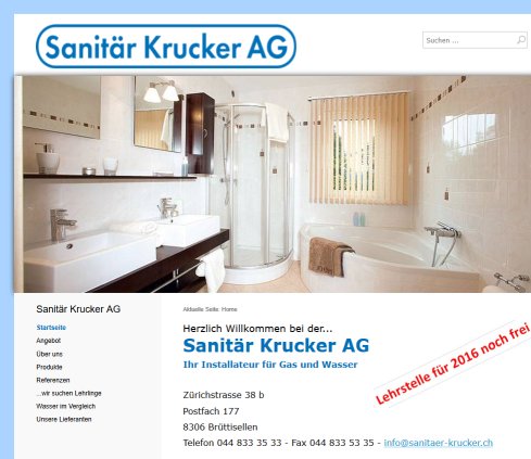 sanitaer krucker.ch   Startseite  Öffnungszeit