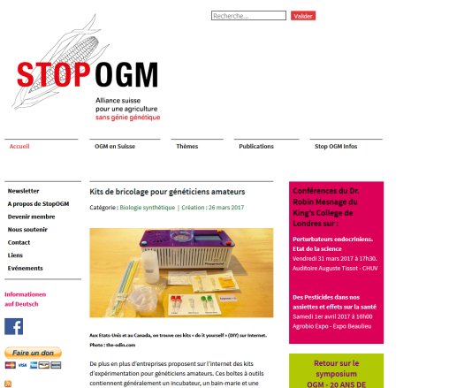 StopOGM   Coordination romande sur le génie génétique   Accueil  Öffnungszeit