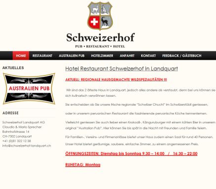 Restaurant Schweizerhof in Landquart   Schweizerhof Landquart Schweizerhof Landquart AG Öffnungszeit