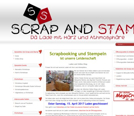 www.scrapandstamp.ch   Startseite Scrap and Stamp GmbH Öffnungszeit