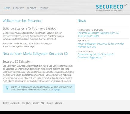 HOME   Secureco Solardach Absturzsicherung Secureco AG Öffnungszeit