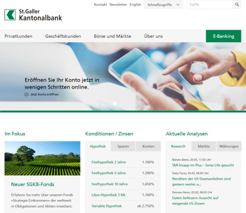 Willkommen bei der St.Galler Kantonalbank   St.Galler Kantonalbank St.Galler Kantonalbank AG Öffnungszeit