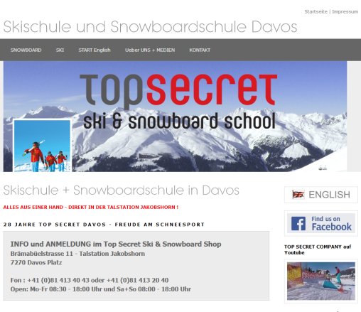 Skischule + Snowboardschule in Davos TOP SECRET sports & trends GmbH Öffnungszeit