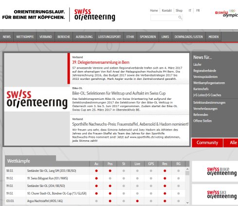 swiss orienteering   Home  Öffnungszeit