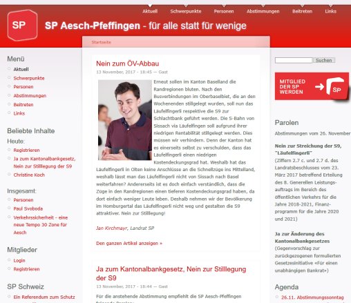 SP Aesch Pfeffingen |   klar.sozial  Öffnungszeit