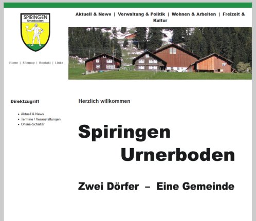 Spiringen | Urnerboden | Zwei Dörfer   Eine Gemeinde  Öffnungszeit